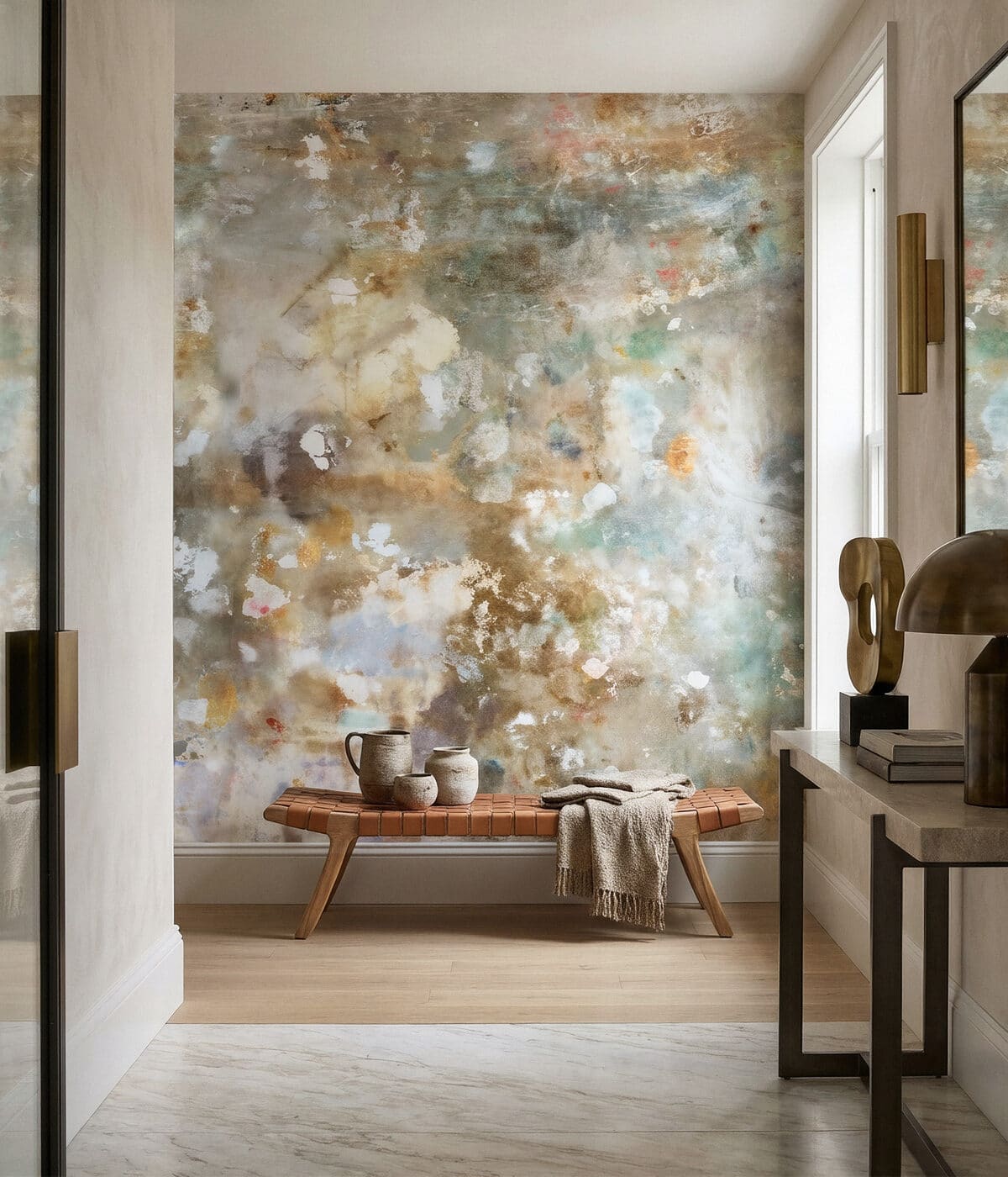 Luxury mural wallcovering in an elegant interior